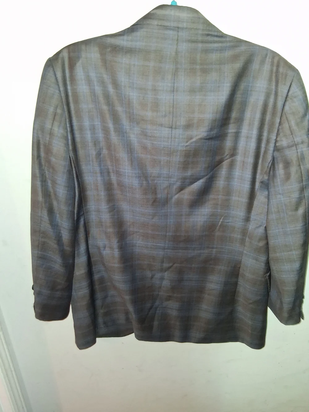 Men's Brown Plaid Sport Coat with Blue Windowpane